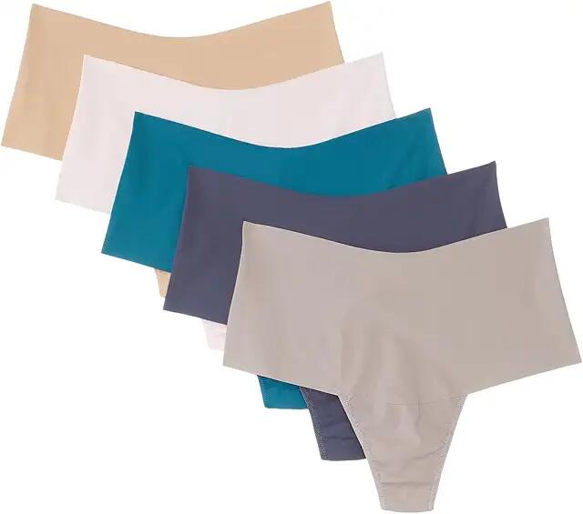 Hanky Panky BreatheSoft High Rise Thong 5-Pack (Biscotti/Bliss Pink/Earth Dance/Granite/Evening Grey) Women's Underwear Cover