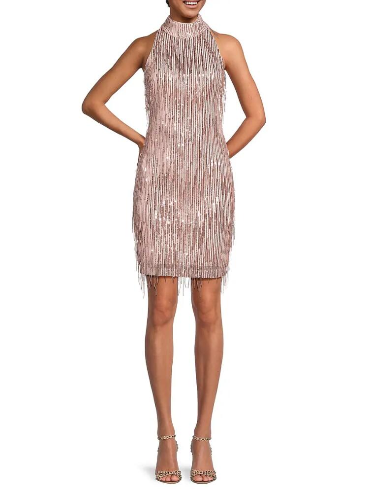 Eliza J Women's Sequin Fringe Bodycon Mini Dress - Blush Cover