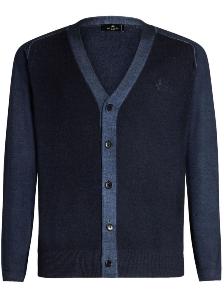 ETRO Pegaso-embroidered wool cardigan - Blue Cover