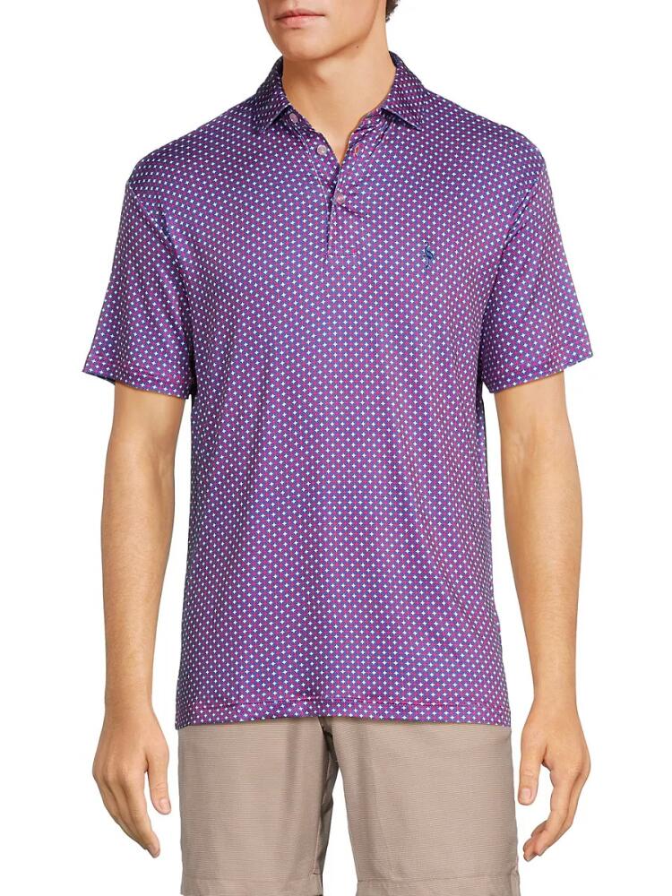 TailorByrd Men's Polka Dot Performance Polo - Flamingo Purple Cover