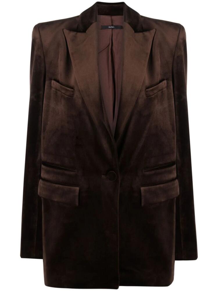 Alex Perry Barlow single-breasted velvet blazer - Brown Cover