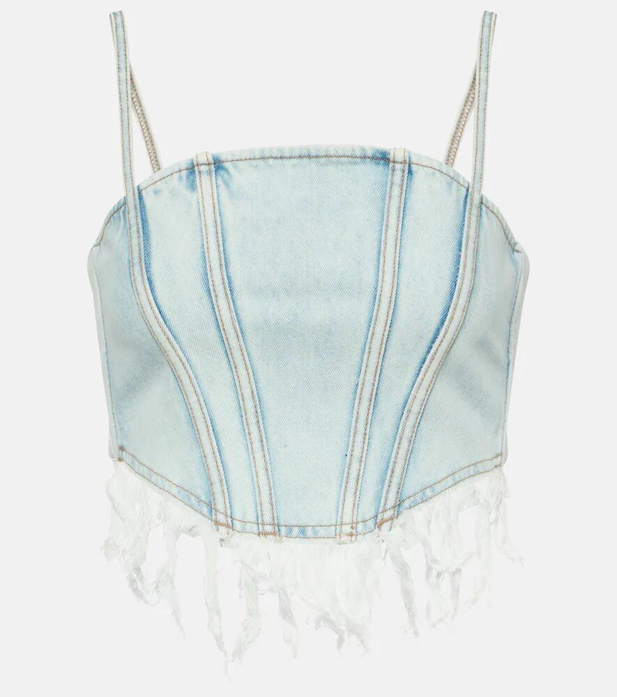 Alessandra Rich Distressed denim bustier Cover