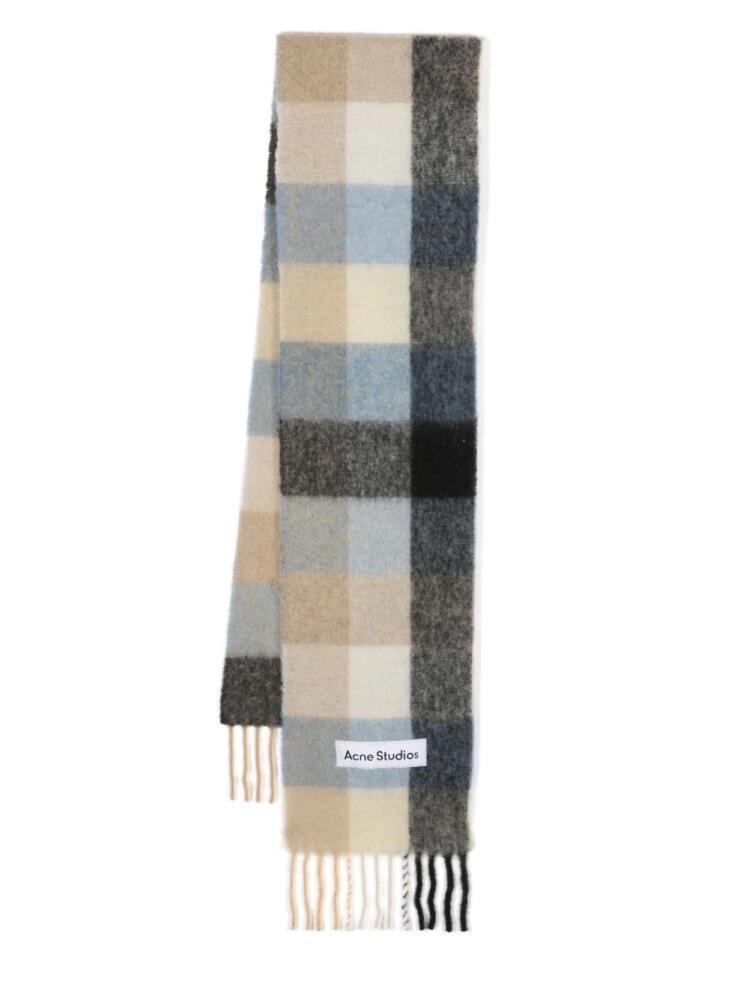 Acne Studios checked mohair-blend scarf - Blue Cover