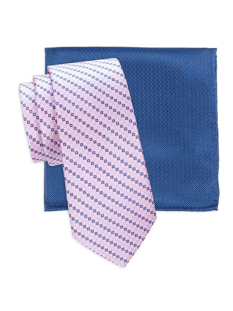 Saks Fifth Avenue Men's 2-Piece Silk Tie & Pocket Square Set - Pink Cover