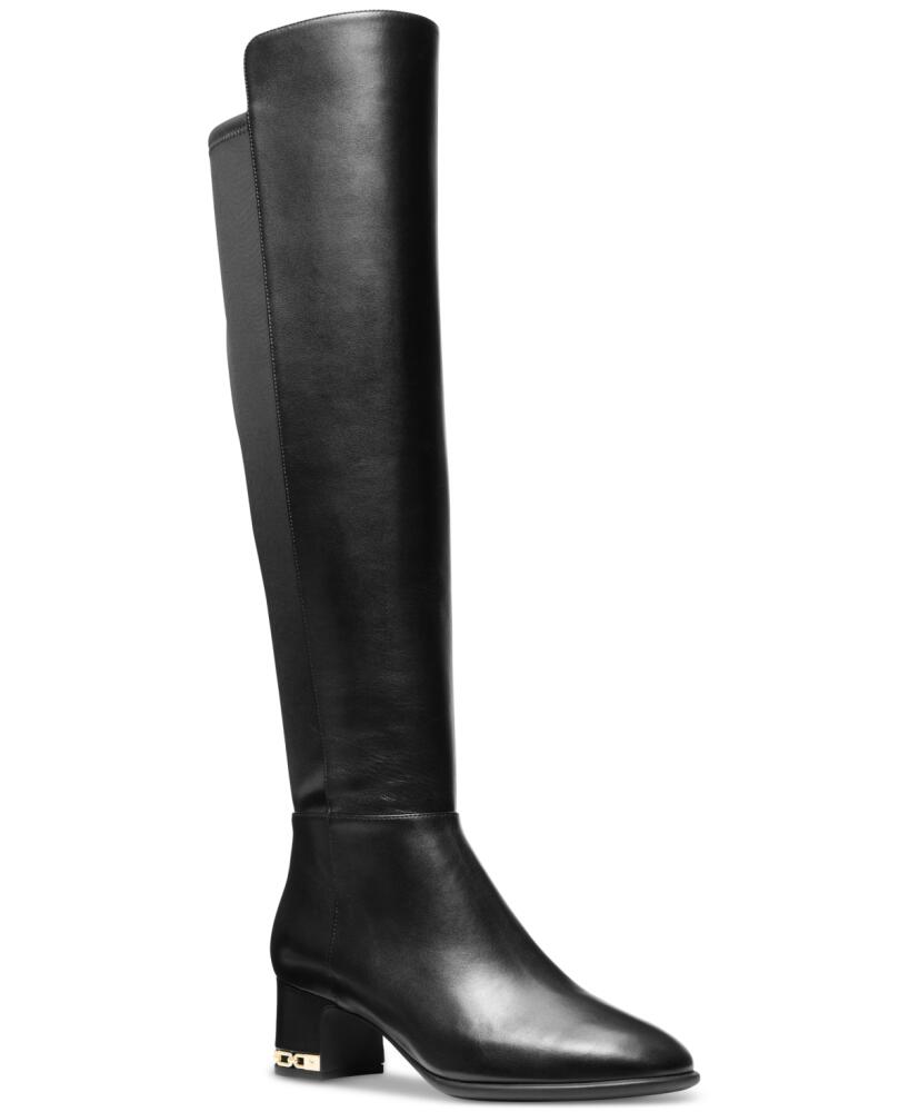 Michael Michael Kors Women's June Leather Knee High Riding Boots - Black/ Scuba Cover