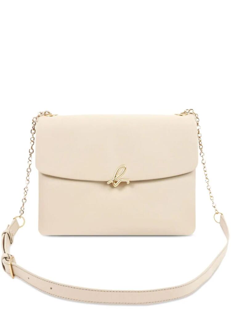 agnès b. logo-plaque leather crossbody bag - Neutrals Cover