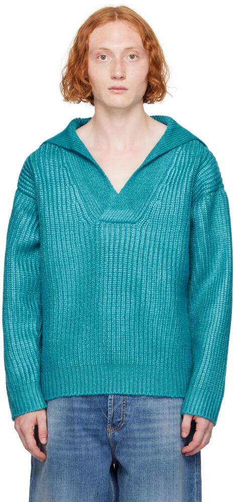 Valentino Blue V-Neck Sweater Cover