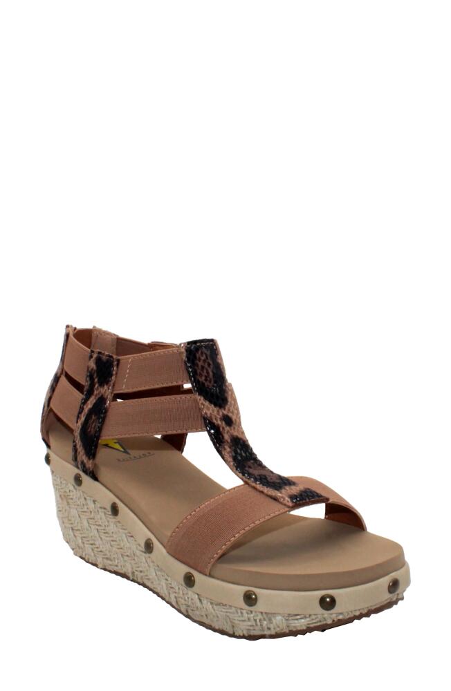 Volatile Zayanta Wedge Sandal in Tan Leopard Cover