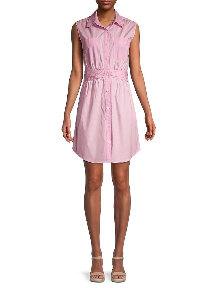 Derek Lam 10 Crosby Women's Cora Solid Ruched Shirtdress - Pink Cover