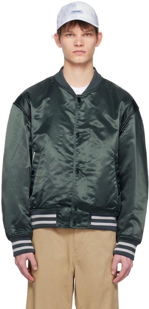 Solid Homme Green Varsity Bomber Jacket Cover