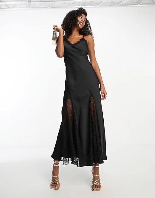 Ever New lace splice maxi dress in black Cover