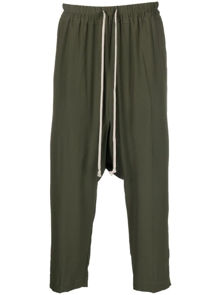 Rick Owens drop-crotch drawstring cropped trousers - Green Cover