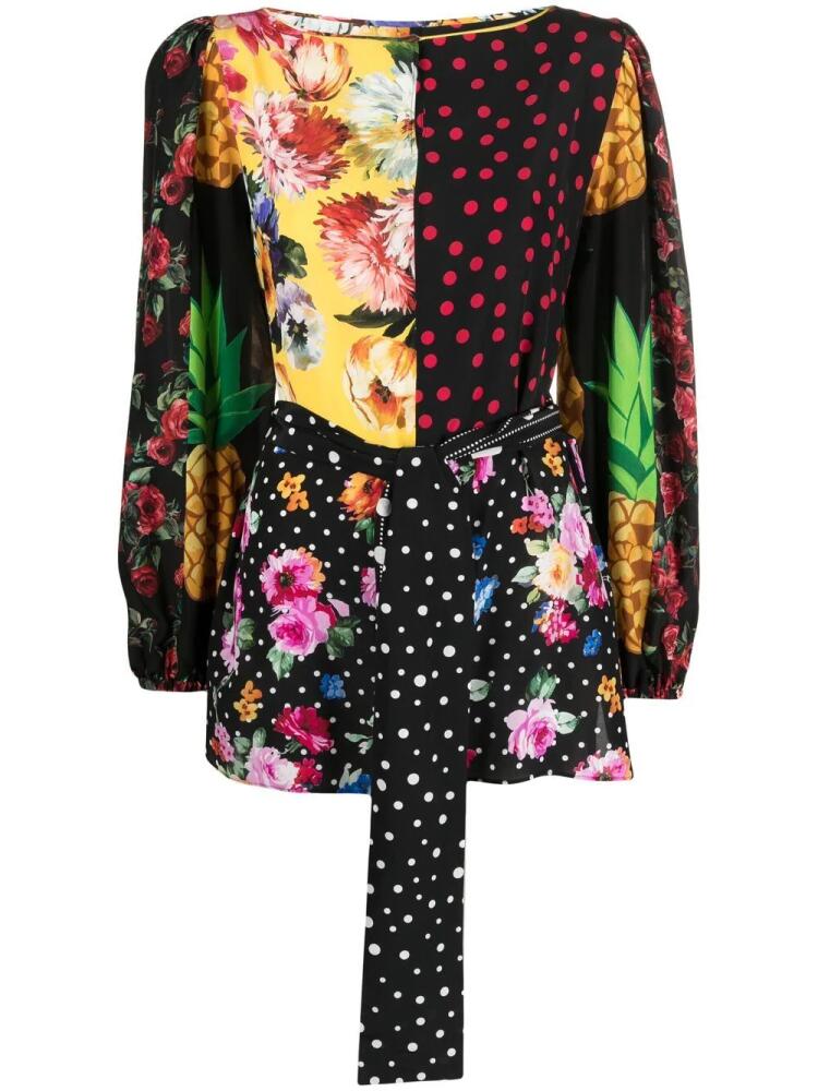 Dolce & Gabbana mix-print belted blouse - Black Cover