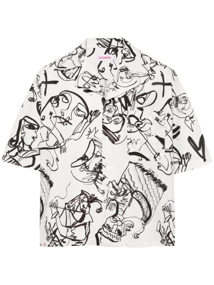 Charles Jeffrey Loverboy sketch-print organic cotton shirt - White Cover