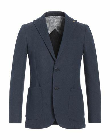 Barbati Man Blazer Navy blue Polyester, Cotton, Elastane Cover