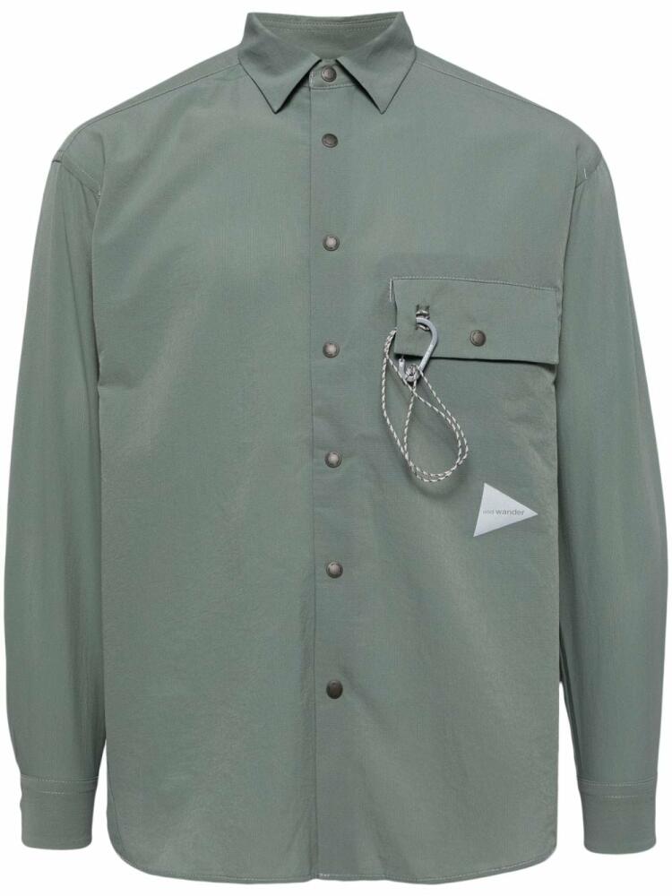 and Wander logo-patch button-down shirt - Green Cover