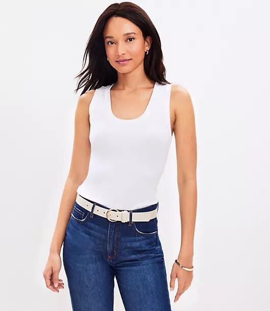 Loft Petite Perfect Ribbed Scoop Neck Tank Top Cover