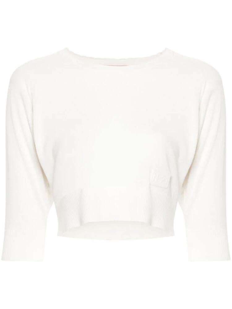 Nº21 virgin wool cropped jumper - Neutrals Cover