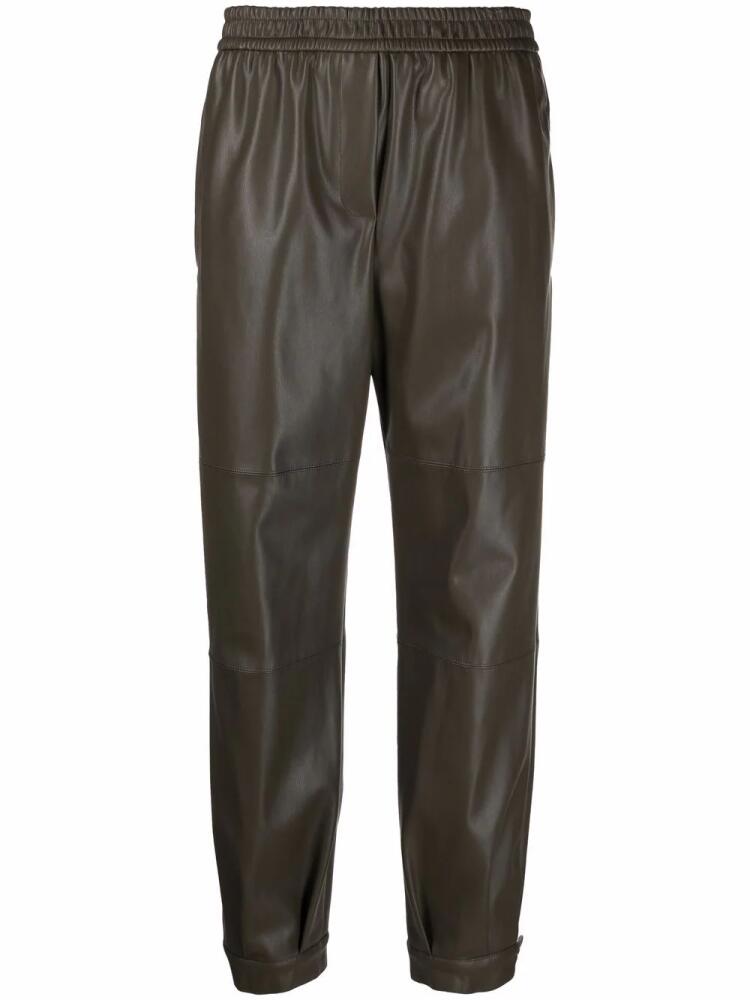 Nude faux-leather slip-on trousers - Green Cover