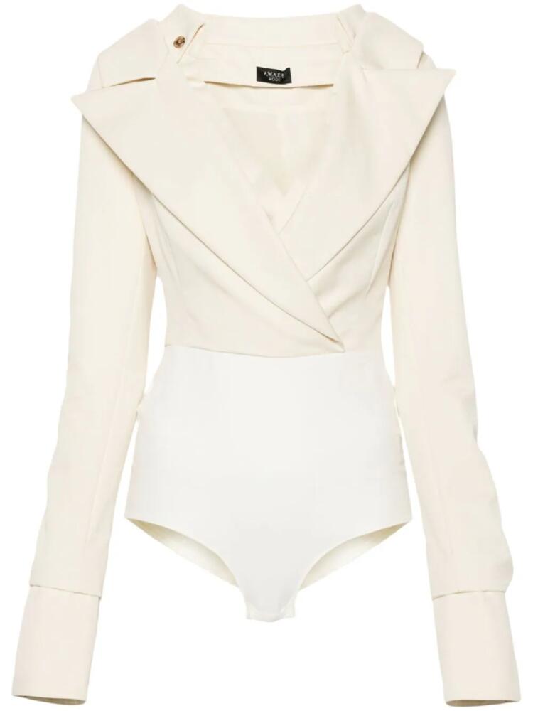 A.W.A.K.E. Mode décolleté low-cut bodysuit - White Cover