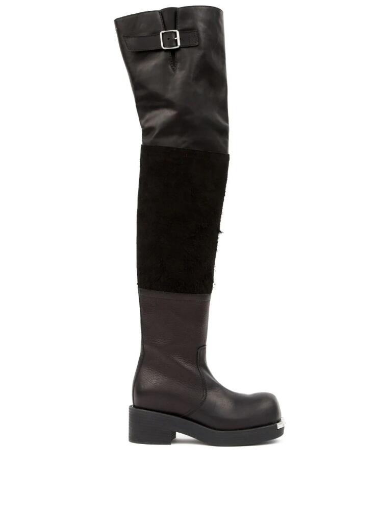 MM6 Maison Margiela panelled buckled leather boots - Black Cover