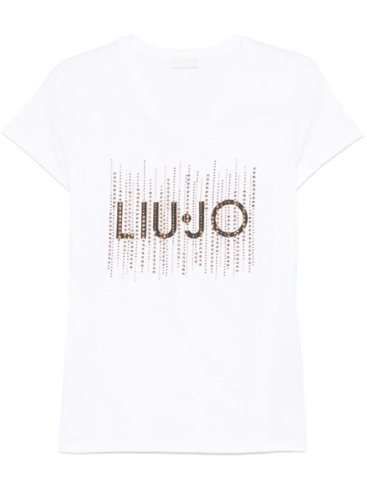 LIU JO rhinestone embellishment T-shirt - White Cover