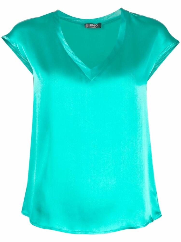 LIU JO cap-sleeve V-neck blouse - Green Cover