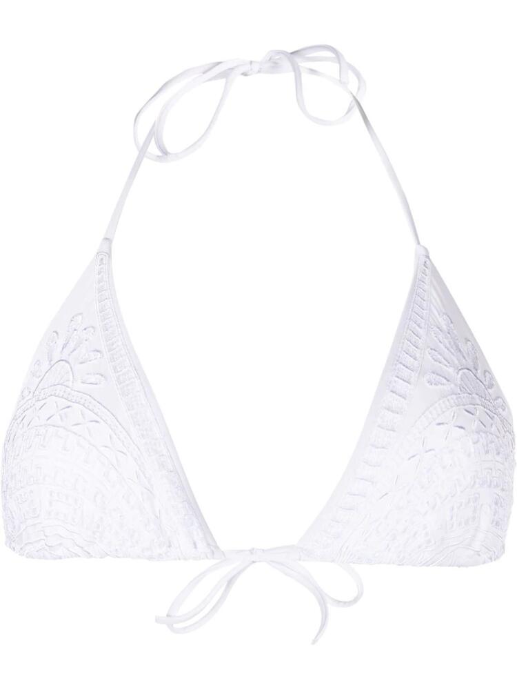 Ermanno Scervino embroidered triangle bikini top - White Cover