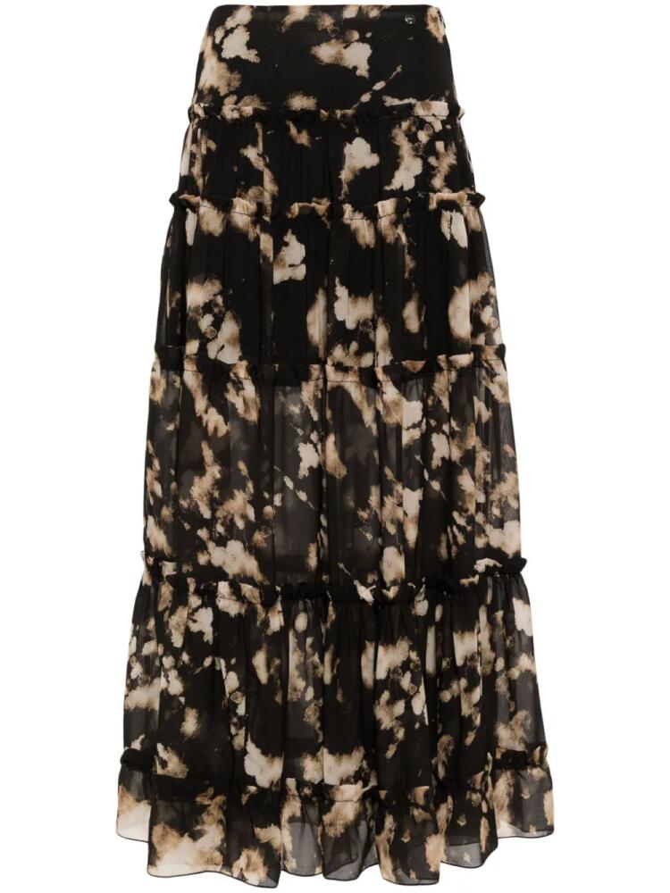 LIU JO tie-dye tiered maxi skirt - Black Cover