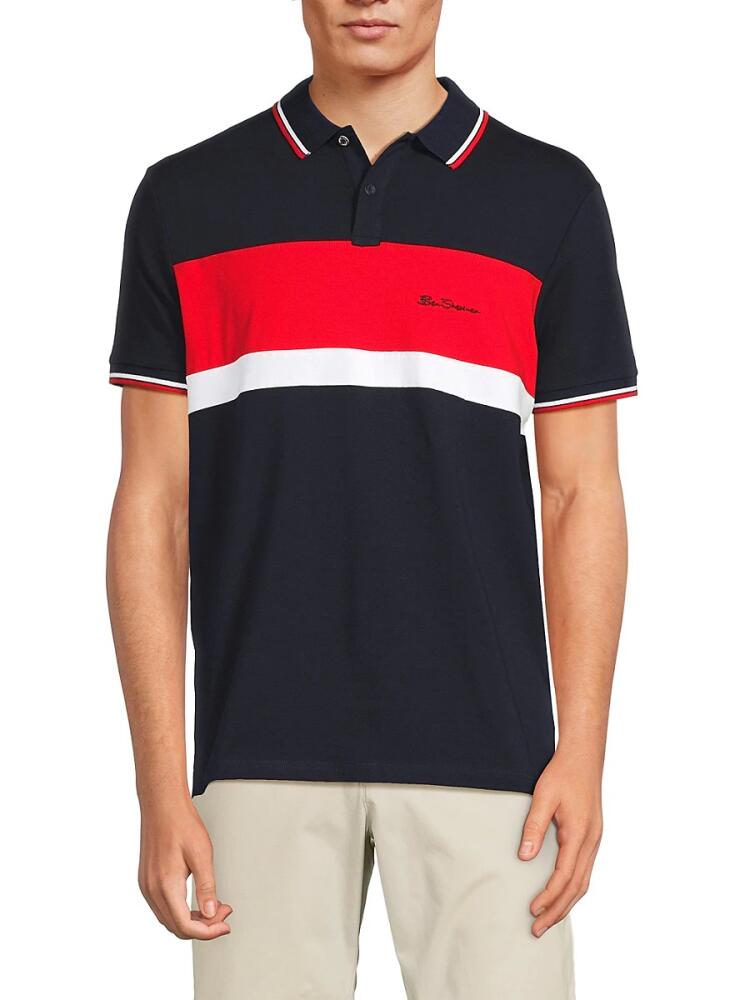 Ben Sherman Men's Striped Logo Polo - Navy Blaze Cover