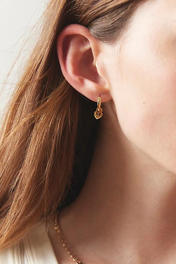 14k Gold Plated Heart Charm Hoop Earring in Gold Cover