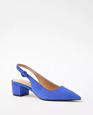 Ann Taylor Suede Block Heel Slingback Pumps Cover