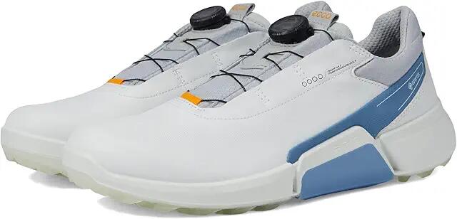 ECCO Golf Biom H4 Boa GORE-TEX(r) Waterproof Golf Hybrid Golf Shoes (White/Retro Blue Cow Leather) Men's Shoes Cover