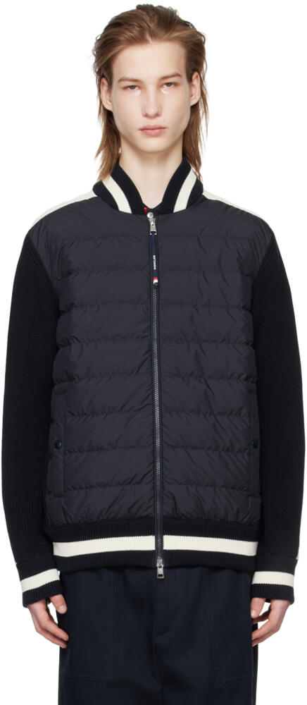 Moncler Navy Quilted Down Cardigan Cover