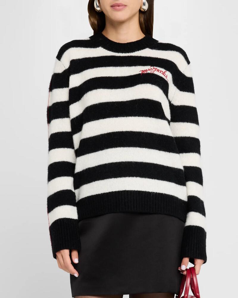 Marc Jacobs Logo Striped Wool Crewneck Sweater Cover