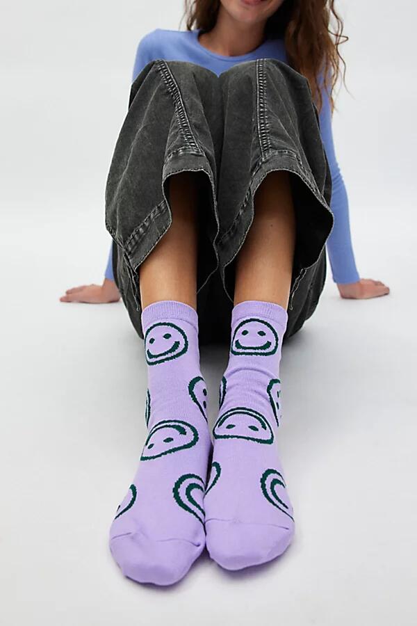 BAGGU Happy Crew Sock in Lavender Happy Cover