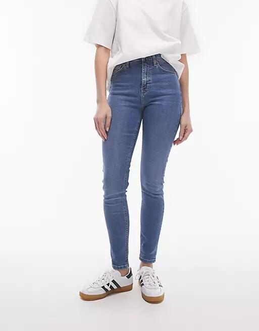 Topshop high rise Jamie jeans in mid blue Cover