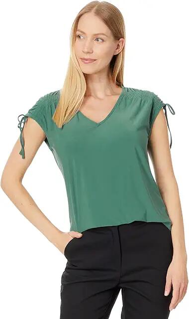 Vince Camuto Slvlss V Neck With Shirring At Shoulders (Deep Alpine) Women's Clothing Cover