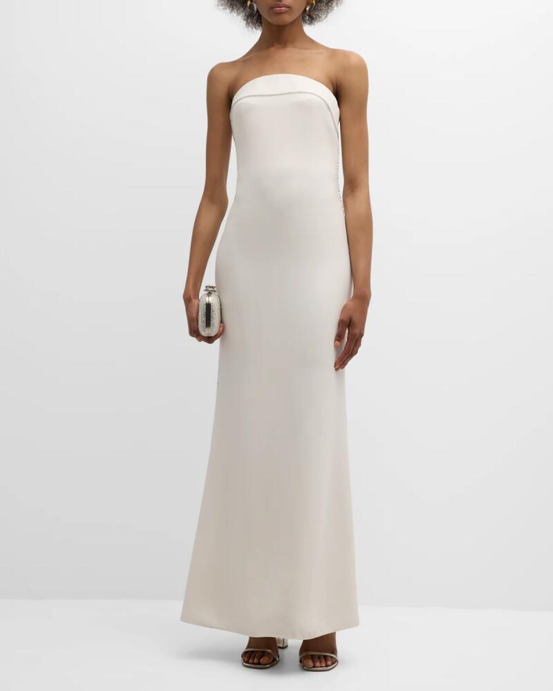 Giorgio Armani Satin Strapless Gown with Crystal Trim Cover