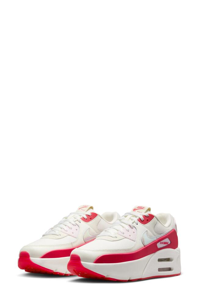 Nike Air Max 90 LV8 Platform Sneaker in Sail/Siren Red/Pearl Pink Cover