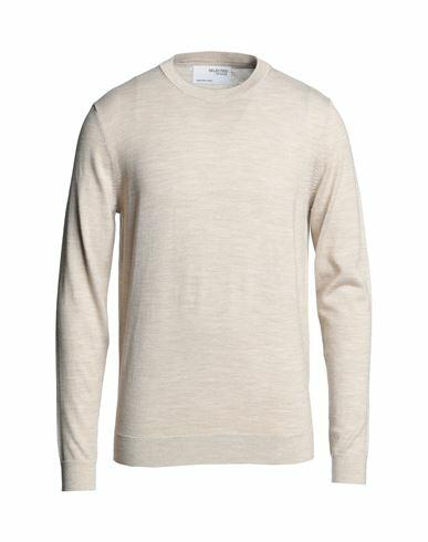 Selected Homme Man Sweater Sand Polyester, Merino Wool Cover