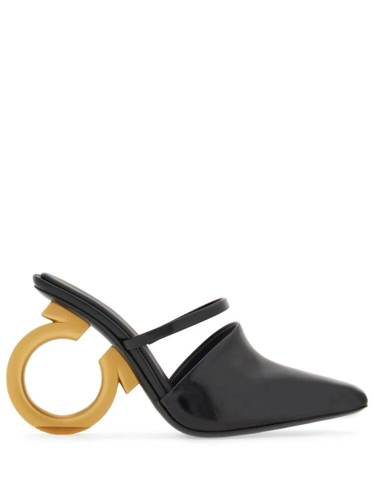 Ferragamo Elina 70mm sculpted-heel leather mules - Black Cover