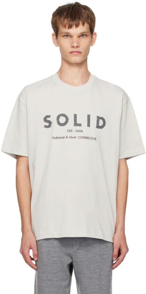 Solid Homme Gray 'Solid' Logo T-shirt Cover