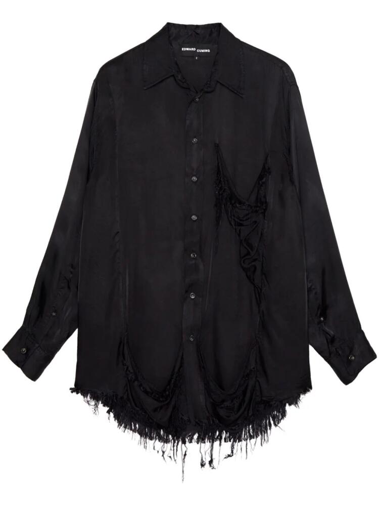 Edward Cuming fringed-hem shirt - Black Cover