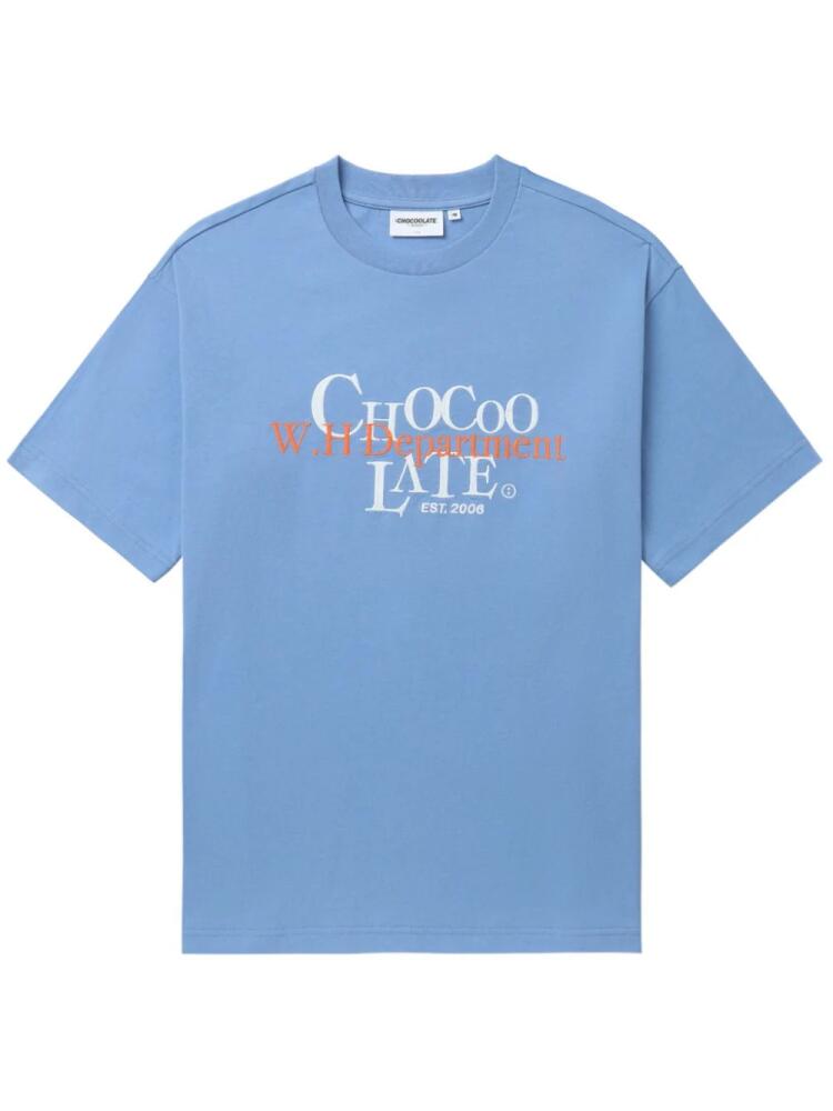 CHOCOOLATE logo-embroidered cotton T-shirt - Blue Cover