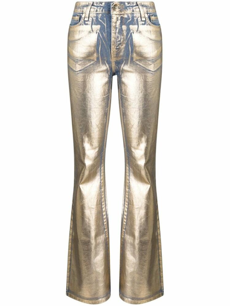 Madison.Maison metallic flared slim-cut jeans - Gold Cover