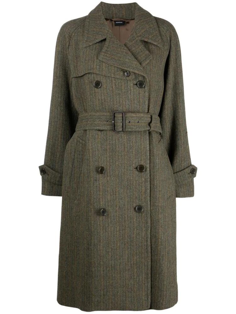 ASPESI shetland-wool trench coat - Green Cover