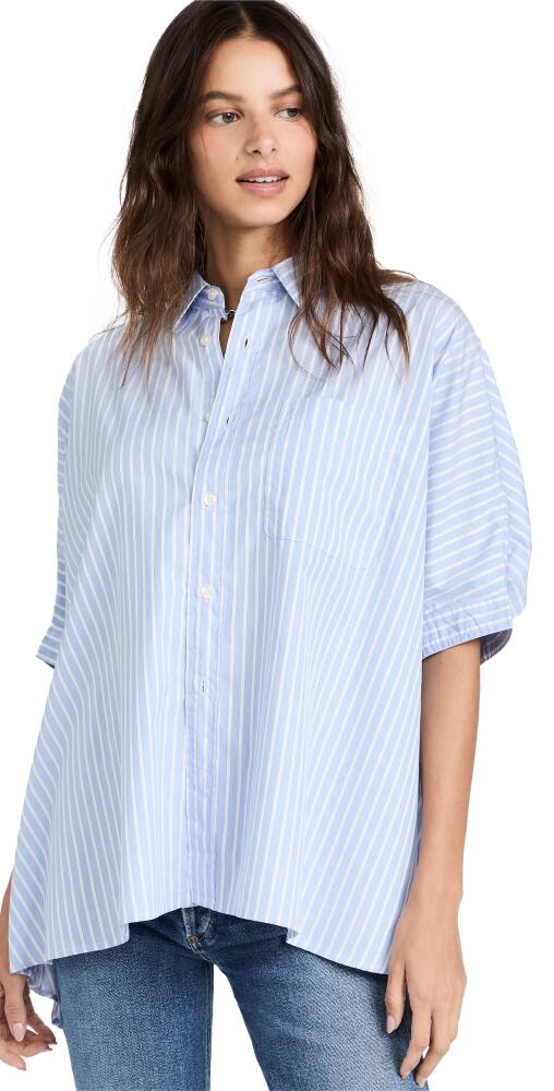 R13 Oversized Boxy Button Up Shirt Lt Blue Wide Stripe Cover