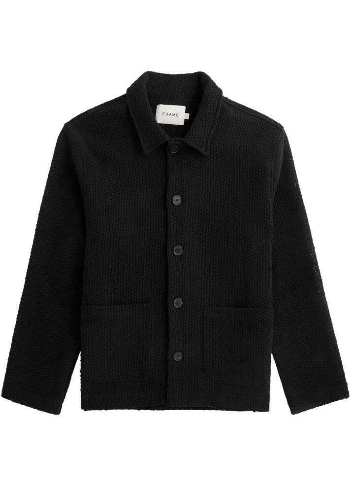 Frame Open-knit Cotton-blend Jacket - Black Cover