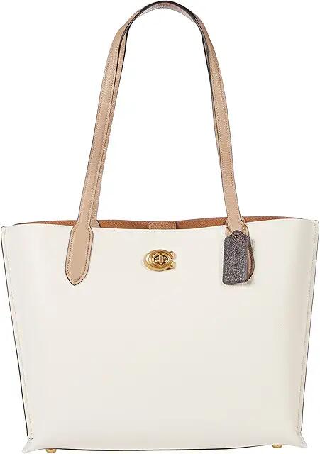 COACH Color-Block Leather Willow Tote (Chalk Multi) Bags Cover